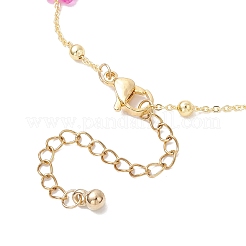 女性用真鍮ガラスフラワーリンクブレスレット  カラフル  7-3/8インチ（18.6cm）&nbsp;BJEW-JB12383