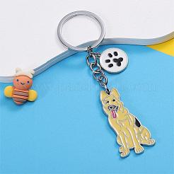 Wewaysmile 犬用キーホルダー 車用キーホルダー ペット用ペンダント キーリング 可愛い犬用キーリング ポータブル メタルキーホルダー ペット愛好家へのギフト 誕生日 子犬テーマ パーティー用品 (ウルフハウンド)  プラチナ  11x2.27cm&nbsp;JX802A