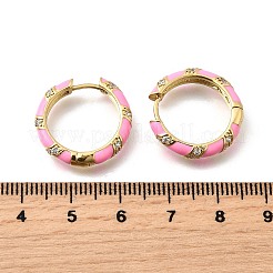 Brass Micro Pave Clear Cubic Zirconia Huggie Hoop Earrings&nbsp;EJEW-H121-22G-05