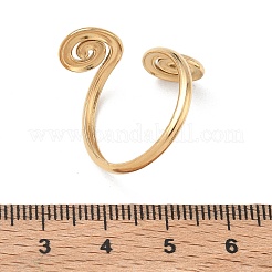 304ステンレススチールカフオープンリング  スパイラル  イオンプレーティング（ip）  ゴールドカラー  2~24mm  内径：19.4mm&nbsp;RJEW-D357-04G