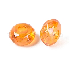 クリアアクリルヨーロピアンビーズ  ファセットロンデルラージホールビーズ  オレンジ  15x8mm  穴：4.7mm&nbsp;OACR-E033-25J