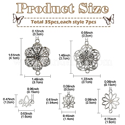 25Pcs 5 Styles Tibetan Style Alloy Connector Charms&nbsp;TIBE-YW0001-60