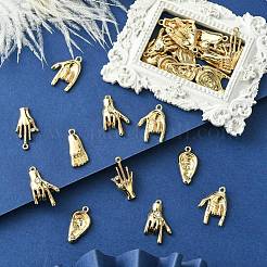 30pcs5スタイルアロイラインストーンペンダント  合金ペンダント  混合図形  ゴールドカラー  25~29x7~18x2~4.5mm  穴：1.4~2mm  6個/スタイル&nbsp;FIND-CJ0002-42