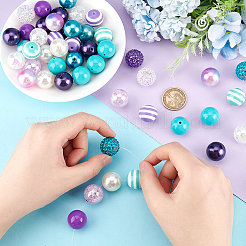 1 Set 5 Styles Resin Round Beads Set&nbsp;RESI-PH0001-98A