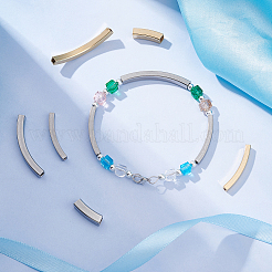 24個6スタイル304ステンレススチールチューブビーズ  角穴  ゴールデン·ステンレス鋼色  18~40x3~5x3~5mm  穴：2~4x2~4mm  4個/スタイル&nbsp;STAS-DC0001-96