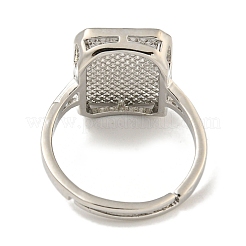 Rectangle with Saint Rack Plating Brass Adjustable Rings for Women&nbsp;RJEW-I105-03P-03