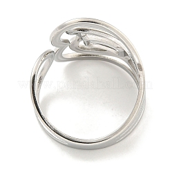 変色しない中空ハート 304 ステンレススチール オープンカフ 指輪 女性用  ステンレス鋼色  23mm  内径：18mm&nbsp;RJEW-P114-08P