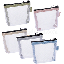 5Pcs 5 Colors Nylon Mesh Storage Zipper Bags&nbsp;ABAG-CN0001-60