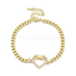 Brass Micro Pave Clear Cubic Zirconia Link Bracelets&nbsp;BJEW-Z082-03G-02