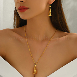 Fashion Brass Floral Hollow Pendant Necklaces & Earrings Sets for Women&nbsp;LX5505