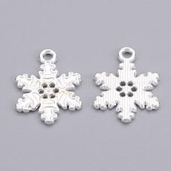 合金のチベット風チャーム  無鉛の  ニッケルフリー及びカドミウムフリーの  クリスマススノーフレーク  銀色のメッキ  22x16x2mm  穴：1.5mm&nbsp;X-TIBEP-EA115Y-S-FF