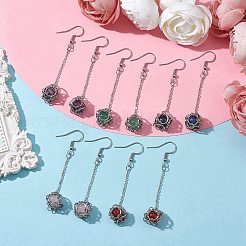 Natural Mixed Gemstone Dangle Earrings&nbsp;EJEW-JE05660-02