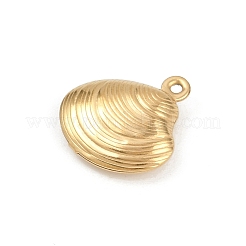 オーシャン 304 ステンレススチール チャーム  ゴールドカラー  ハマグリ  14x13x4mm  穴：1mm&nbsp;STAS-P390-01B-G