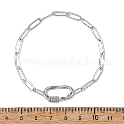 304ステンレススチール製ペーパークリップチェーンブレスレット（ネジ式カラビナ留め具付き、女性用）  変色なし  ステンレス鋼色  7.48インチ（19cm）&nbsp;BJEW-JB14206