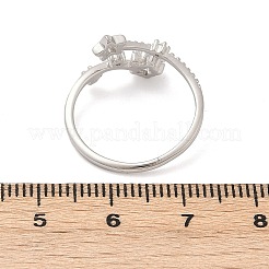 Star Sterling Silver Cubic Zirconia Adjustable Open Cuff Rings for Women&nbsp;RJEW-B128-04