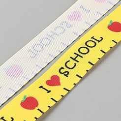 学校シーズンテーマのポリエステルプリントグログランリボン  ギフト包装用  りんご  7/8インチ（22mm）  10ヤード/ロール&nbsp;OCOR-WH20006-20D