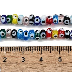 手作りナザールボンジュウランプワークビーズ連売り  ロンデル  ミックスカラー  5.5~6x3~4mm  穴：1.4mm  約40個/連  5''（12.7センチメートル）&nbsp;LAMP-A007-02A-06