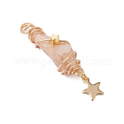 3Pcs 3 Styles Electroplated Natural Quartz Crystal Nuggets Copper Wire Wrapped Pendants&nbsp;PALLOY-JF03126