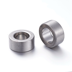 変色しにくい201ステンレススチールビーズ  大穴ビーズ  コラム  ステンレス鋼色  10x4.5mm  穴：6mm&nbsp;X-STAS-L238-010D-P