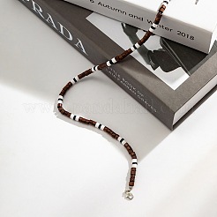 Adjustable Bohemian Polymer Clay and Wood Heishi Beaded Necklaces for Men&nbsp;TL5512