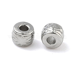 304ステンレススチールビーズ  シンボル付きバレル  ステンレス鋼色  4x3mm  穴：1.4mm&nbsp;STAS-D204-41P