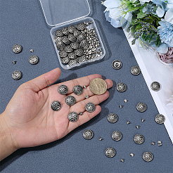 合金コインネジリベット40セット  DIYレザークラフト爪  財布用  バッグ  馬の靴  アンティークシルバー  15x4.8mm  穴：2.8mm&nbsp;FIND-PH0060-32AS