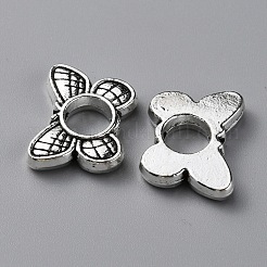 チベットスタイル合金ビーズフレーム  蝶  アンティークシルバー  11.5x15.5x3mm  穴：1.4mm  5mm内径&nbsp;PALLOY-WH0104-04AS