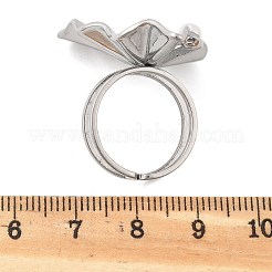 304ステンレススチール指輪  淡水パールビーズ付き  葉  ステンレス鋼色  usサイズ6（16.5mm）&nbsp;RJEW-S396-04P