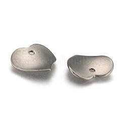 変色しにくい304ステンレススチールのハートチャーム  ウェーブのかかった  ステンレス鋼色  15x16x1mm  穴：1mm&nbsp;STAS-M004-02