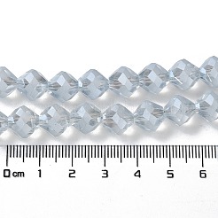 電気メッキ透明ガラスビーズ連売り  艶消し  多面カット双円錐形  ライトスチールブルー  10x9.5mm  穴：1.2mm  約60個/連  22.76''（57.8センチメートル）&nbsp;X-EGLA-I019-PL03