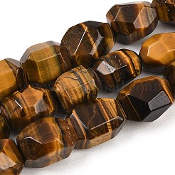 天然石タイガーアイビーズ連売り  オーバル  多面カット  シードビーズで  13~19x11~15.5x11~14mm  穴：0.8~1.2mm  約17~23個/連  15.35''~15.75''（39~40センチメートル）&nbsp;G-Z147-E05-01
