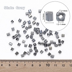 6/0 ガラスシードビーズ  透明色光沢  角穴  キューブ  スレートグレイ  3~5x3~4x3~4mm  穴：1.2~1.4mm  約1000個/100g&nbsp;SEED-YW0001-25C