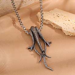 Vintage 304 Stainless Steel Three Snakes Pendant Necklaces for Men&nbsp;WG54BFC-01
