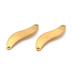 201ステンレススチールコネクタチャーム  ウェーブリンク  24KGP本金メッキ  30x9x0.8mm  穴：1.5mm&nbsp;STAS-P320-06G