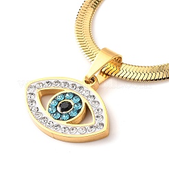 304 Stainless Steel Rhinestone Snake Chain Evil Eye Pendant Necklaces&nbsp;NJEW-K273-02G