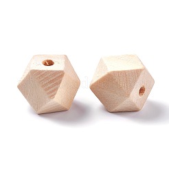 Faceted Unfinished Wood Beads&nbsp;WOOD-WH0014-01-B