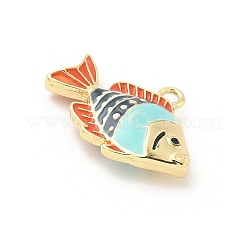 合金エナメルチャーム  ゴールドカラー  魚  15x22x5mm  穴：1.8mm&nbsp;FIND-A058-08B