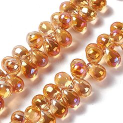 電気メッキガラスビーズセット  トップドリルビーズ  ティアドロップ  ミックスカラー  13.5x9.5mm  穴：0.9mm  約120個/連  23.23''（59センチメートル）&nbsp;EGLA-L031-M