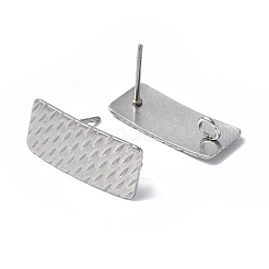変色しない304ステンレススチールスタッドピアス金具  垂直ループ付き  長方形  ステンレス鋼色  20x8mm  穴：2.5mm  ピン：0.8mm&nbsp;STAS-B034-09P