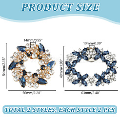 4Pcs 2 Styles Flower Brass Rhinestone Shoe Decorations&nbsp;AJEW-GA0006-94B