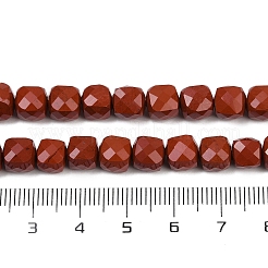 天然石レッドジャスパービーズ連売り  多面カット  キューブ  6.5~7.5x6.5~7.5x6.5~7.5mm  穴：1mm  約56個/連  15.55''（39.5センチメートル）&nbsp;G-H078-C34-6mm