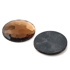 ガラスカボション  フラットバック＆バックメッキ  多面カット  フラットラウンド  キャメル  32x30x4~4.5mm&nbsp;GLAA-D016-04A