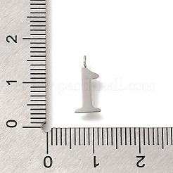 304ステンレススチールマイクロパヴェキュービックジルコニアペンダント  数字のチャーム  ステンレス鋼色  13x6x2mm  穴：2mm&nbsp;STAS-H228-01P-01
