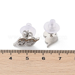 304ステンレススチールスタッドピアス  ステンレス鋼色  8.5x15.5mm&nbsp;EJEW-Z089-26P