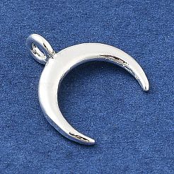 真鍮チャーム  三日月  ラックめっき  カドミウムフリー＆鉛フリー  長持ちメッキ  銀  13.5x12x1.5mm  穴：1.6mm&nbsp;KK-P297-03A-S