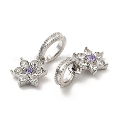 Rack Plating Alloy Crystal & Tanzanite Rhinestone European Dangle Charms&nbsp;PALLOY-P289-05P