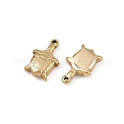 304ステンレススチールチャーム  亀のチャーム  14KGP本金メッキ  11.5x8x3mm  穴：0.7mm&nbsp;STAS-F322-07G