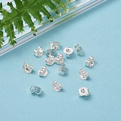 304ステンレススチール製イヤーナット  ポスト イヤリングのバタフライ イヤリング バック  フラットラウンド  銀  5x4.5x3mm  穴：1mm&nbsp;STAS-G224-11S