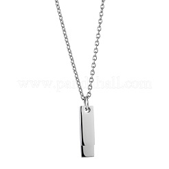 304 Stainless Steel Blank Double Rectangle Pendant Cable Chain Necklaces&nbsp;FS-WG7A741-02
