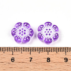 透明なアクリルビーズ  花  青紫色  12x12x3.6mm  穴：1.2mm  約1190個/500g&nbsp;TACR-T028-47